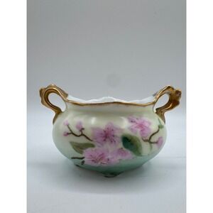 Antique Imperial PS Austria Hand Painted Porcelain Sugar Bowl Pink Floral Rare‎